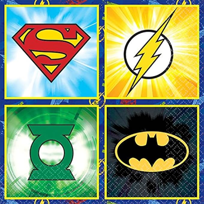 JUSTICE LEAGUE BEVERAGE NAPKINS, PARTY FAVOR